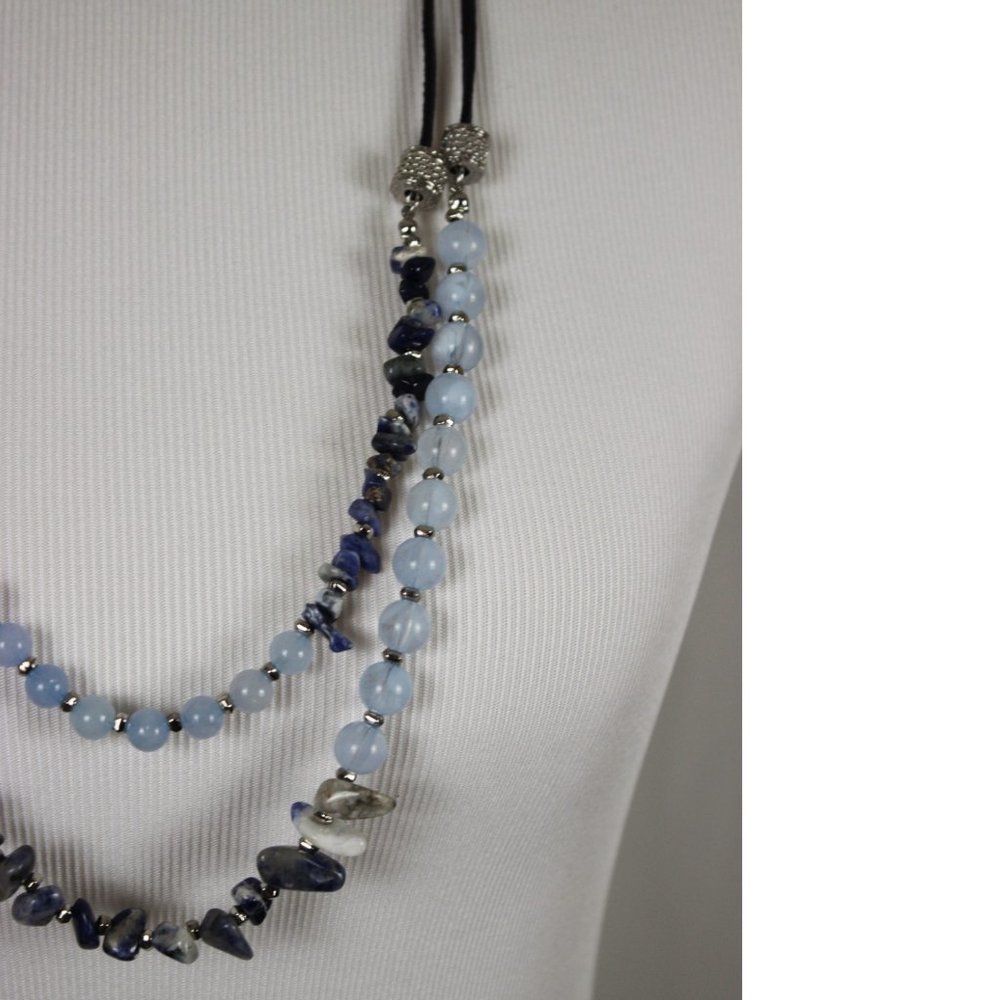 NWT Chico's Multi-Layer Blue & Silver Necklace - Picture 3 of 8